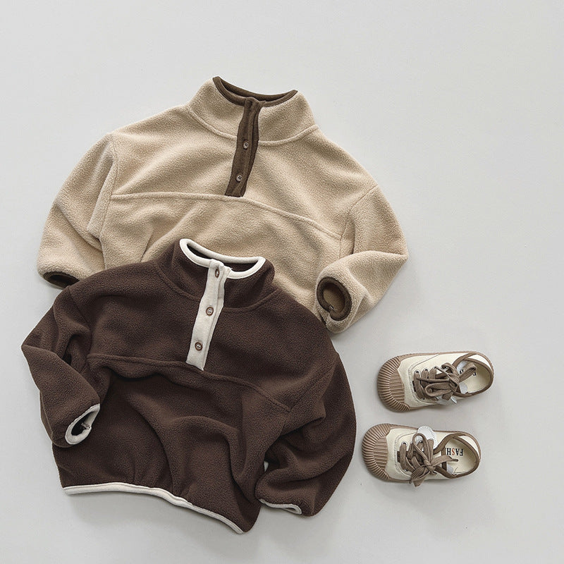 Boys' Korean-style Mori Style Warm Thin Top