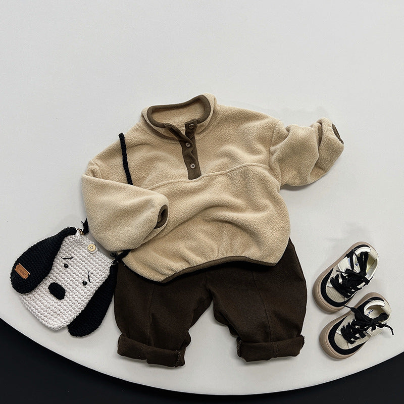 Boys' Korean-style Mori Style Warm Thin Top