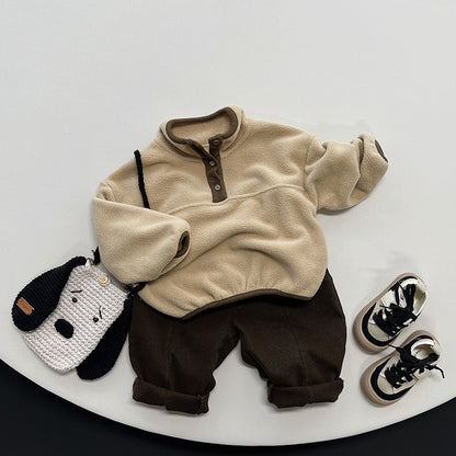Boys' Korean-style Mori Style Warm Thin Top