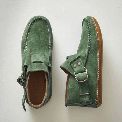 Flat High Top Martin Boots With Belt Buckle Single Shoes