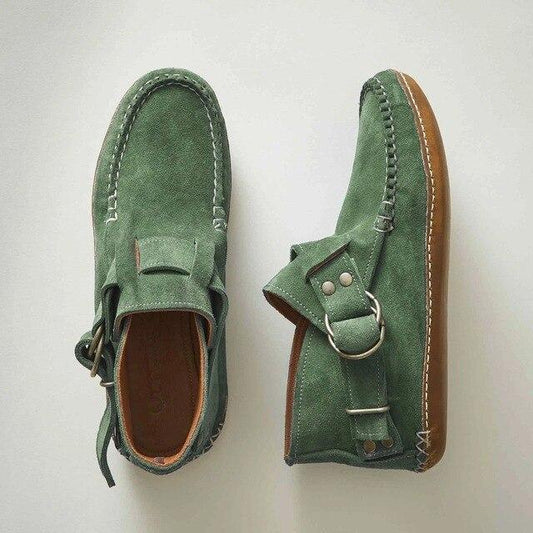Flat High Top Martin Boots With Belt Buckle Single Shoes