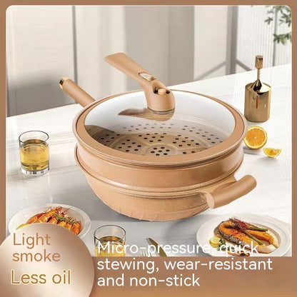 Pottery Clay Micro Pressure Titanium Wok Frying Non-stick Pan Household Coating