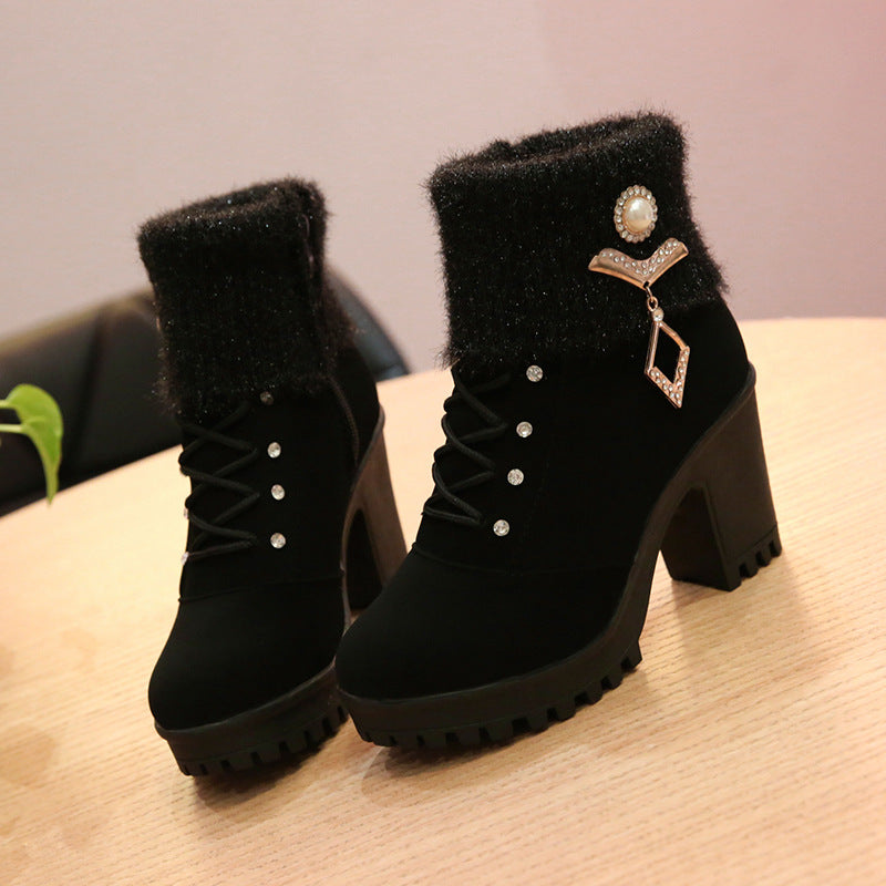 Women's Martin boots with wool and cashmere