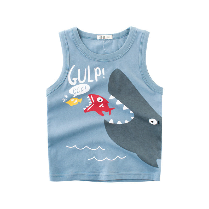 Fashion Boys Sleeveless Sling Cartoon Baby Top