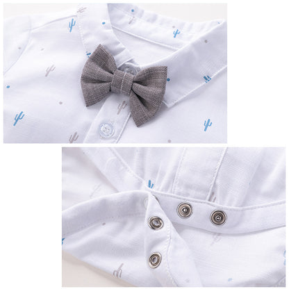 Baby clothes spring and summer baby romper short sleeve little gentleman dress