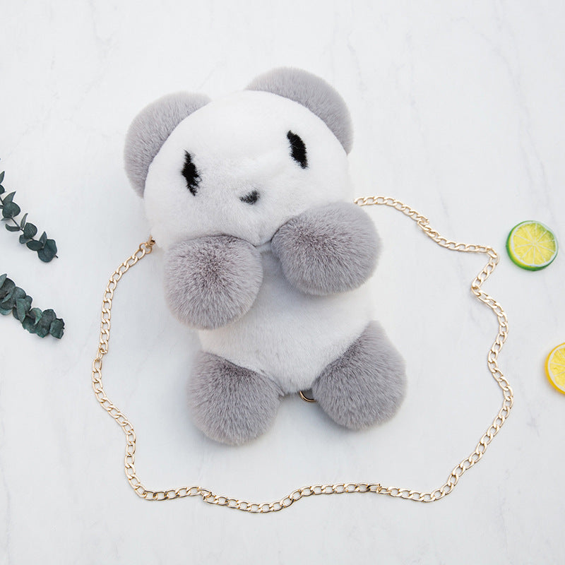 Panda plush diagonal bag