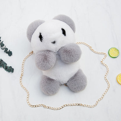 Panda plush diagonal bag