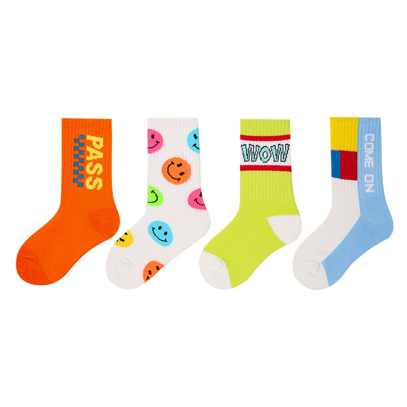 Children's Socks, Trendy Socks, Spring Letters, Street Sports Style