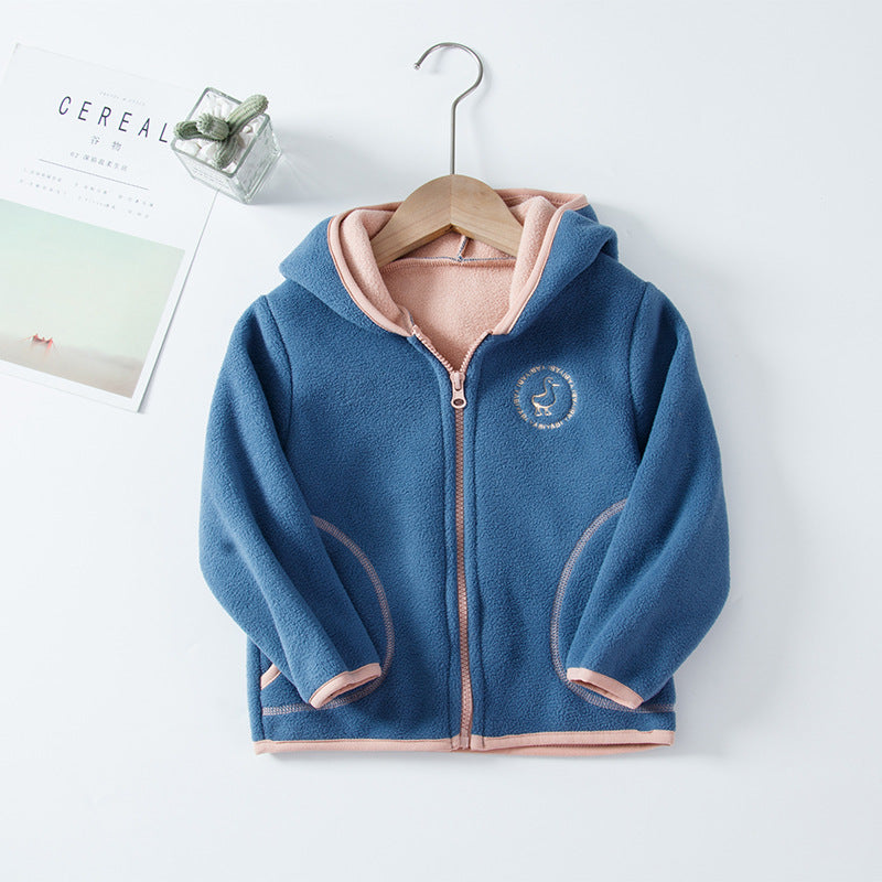 Children's Clothing Set Polar Fleece Cardigan Hooded Sweater