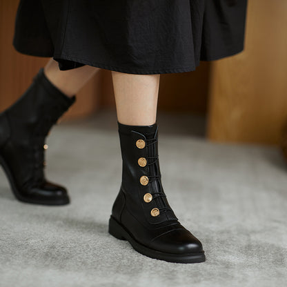 Leather Badge Martin Boots Summer Thin Breathable Stretch Thin