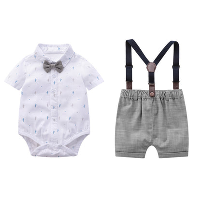 Baby clothes spring and summer baby romper short sleeve little gentleman dress
