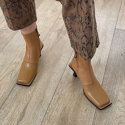 Women's retro leather short boots