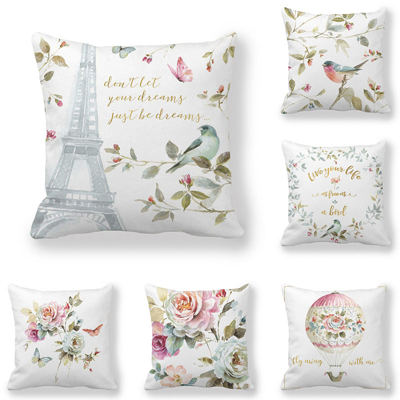 Butterfly Flower Pattern Encrypted Peach Skin Pillowcase