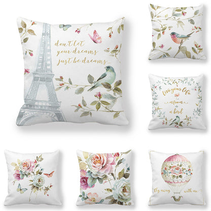 Butterfly Flower Pattern Encrypted Peach Skin Pillowcase