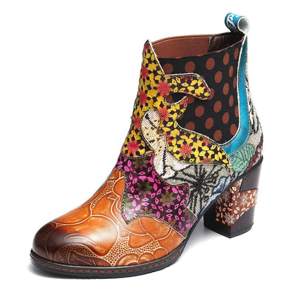 Round toe thick heel warm plus size women's boots