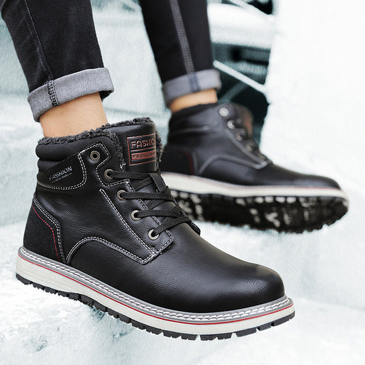 Men's shoes high top Martin boots plush cotton shoes