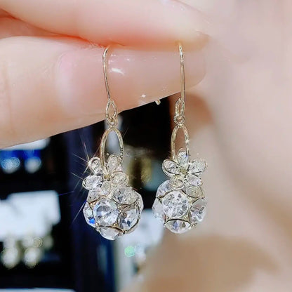 High-quality Zircon Flower Earrings Women's Fashion Temperament Light Luxury