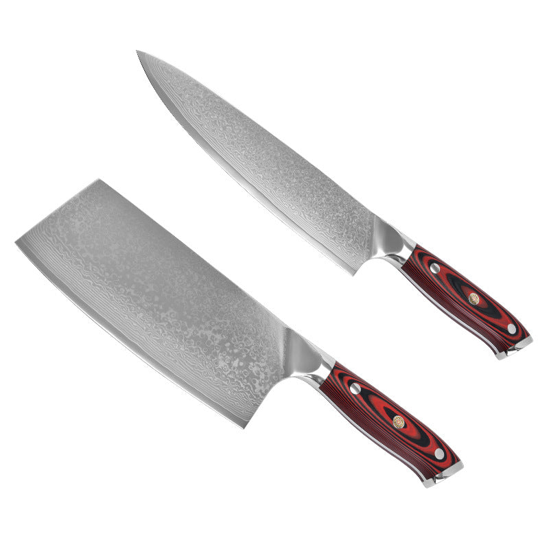 Damascus kitchen knife set chef's knife