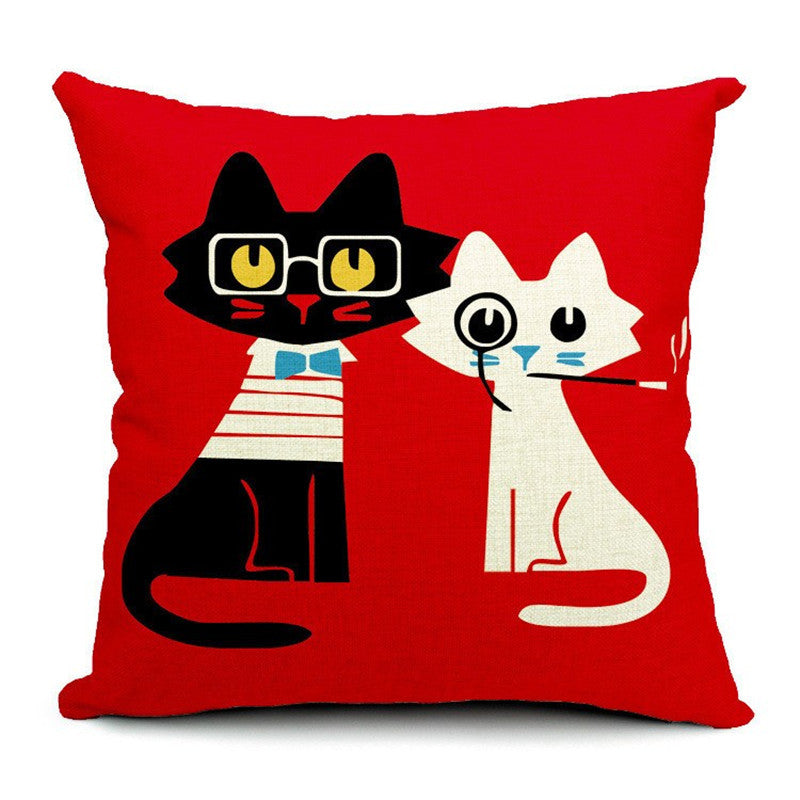 Cat cotton and linen waist pillow