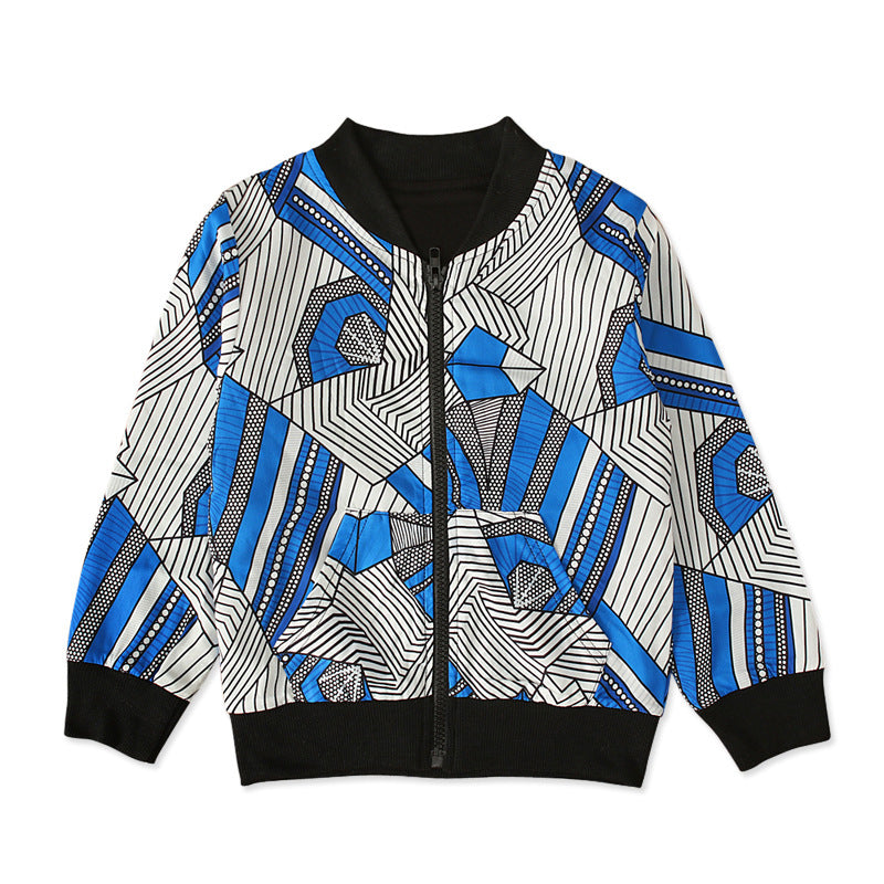 Bohemian print top zipper coat children's clothing