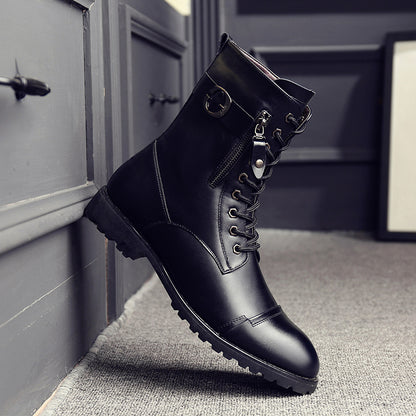 Youth Fashion Martin Boots British High Tube Cotton Leather Boots Men