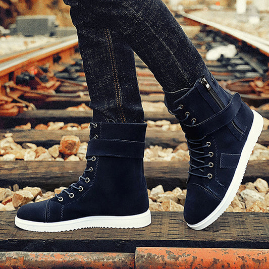 Men's Mid-cut Zipper Winter Boots Cotton Shoes