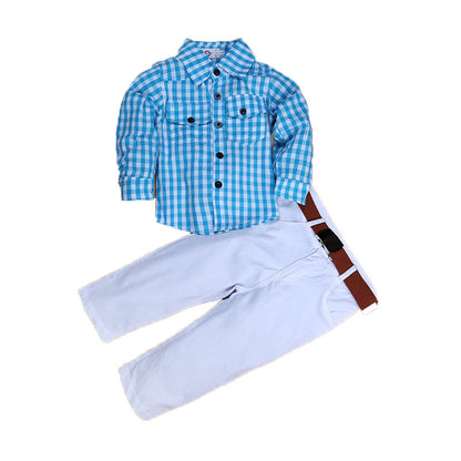 Boy's shirt and trousers belt 3-piece suit