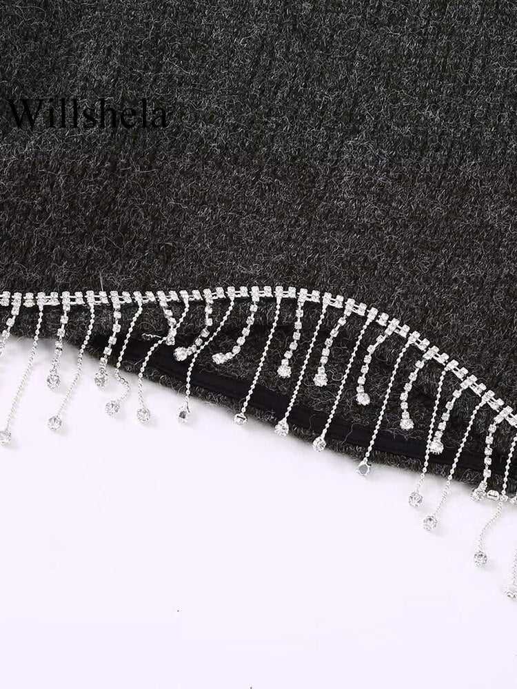 Autumn New Vintage Style Half High Collar Long Sleeve Jewelry Embellishment Short Women's Dresses