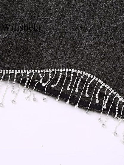 Autumn New Vintage Style Half High Collar Long Sleeve Jewelry Embellishment Short Women's Dresses