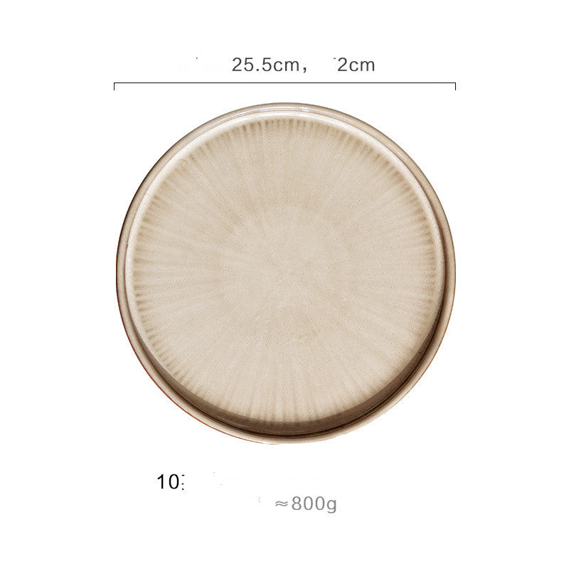 European Style Flat Plate Creative Ceramic Relief Personalized Kiln Glazed Western Tableware