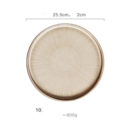 European Style Flat Plate Creative Ceramic Relief Personalized Kiln Glazed Western Tableware