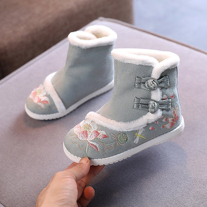 Hanfu Girls Embroidered Old Beijing Snow Boots