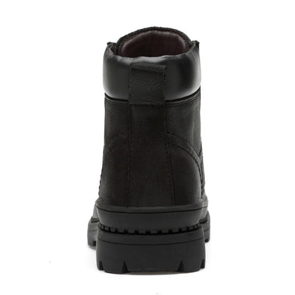 Leather high-top casual shoes
