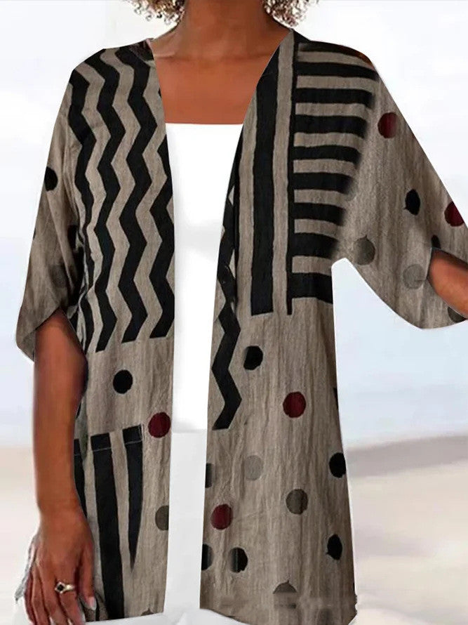 Printed Loose Top Fashion Coat