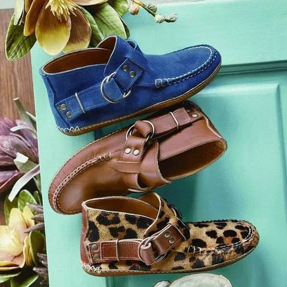 Flat High Top Martin Boots With Belt Buckle Single Shoes