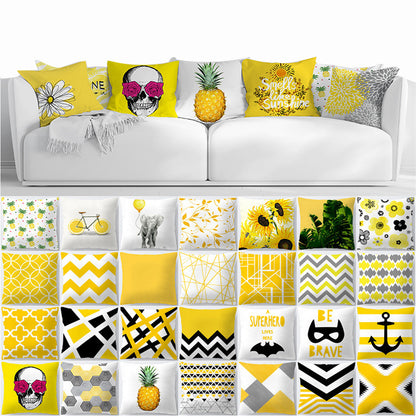 Geometric yellow Hawaiian pillowcase
