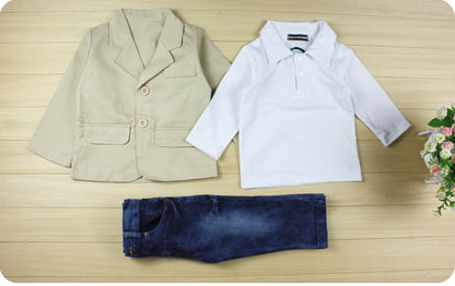 Boy's shirt and trousers belt 3-piece suit