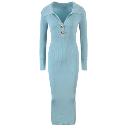 Elegant V-neck Hot Sale Women Thicken Sweater Autumn Winter Knitted Belted Female Office Soft Dresses
