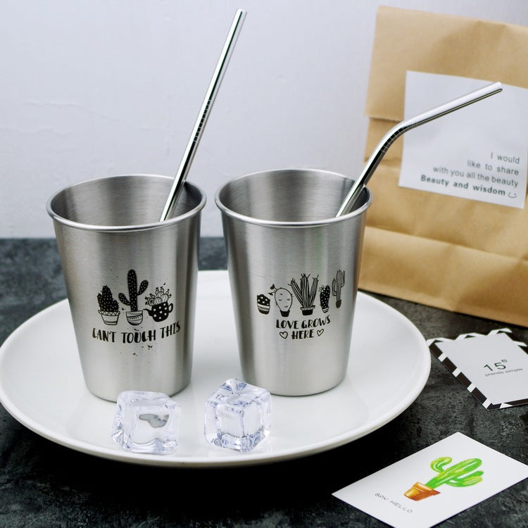 Nordic Metal Simple Style 304 Stainless Steel Cold Water Toothbrush Couple Cup