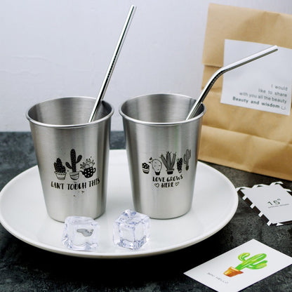 Nordic Metal Simple Style 304 Stainless Steel Cold Water Toothbrush Couple Cup