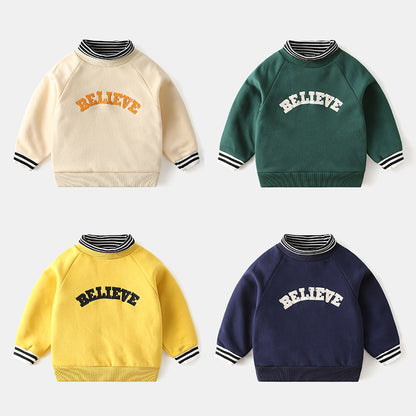 Brushed fake two-piece sweater
