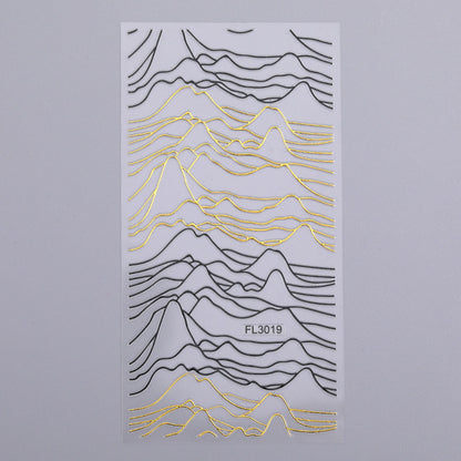 Nail Art 3d Hot Stamping Line Sticker Stripe Wave Adhesive Sticker