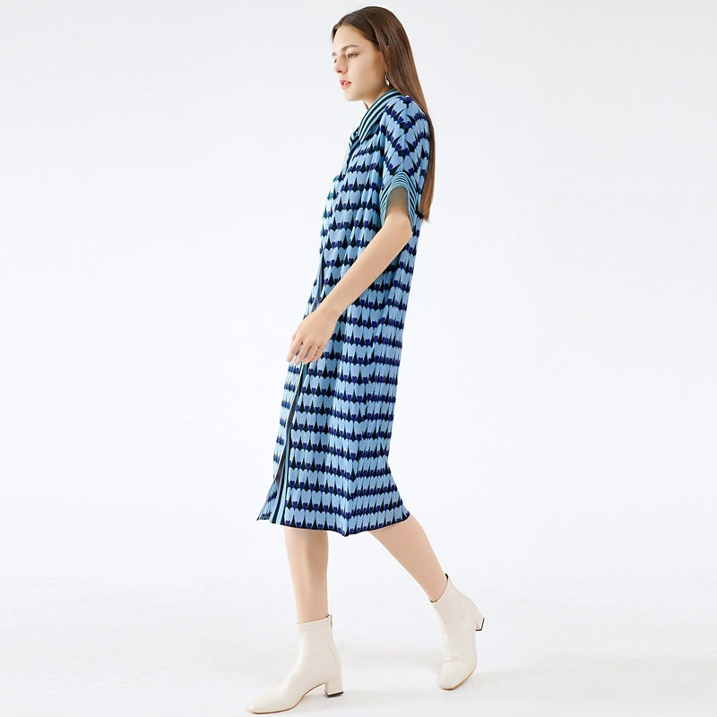 Spring Hearts Love Printed Dress Cardigan Button Dress Elegant Flare Sleeve Designer Clothing 8958