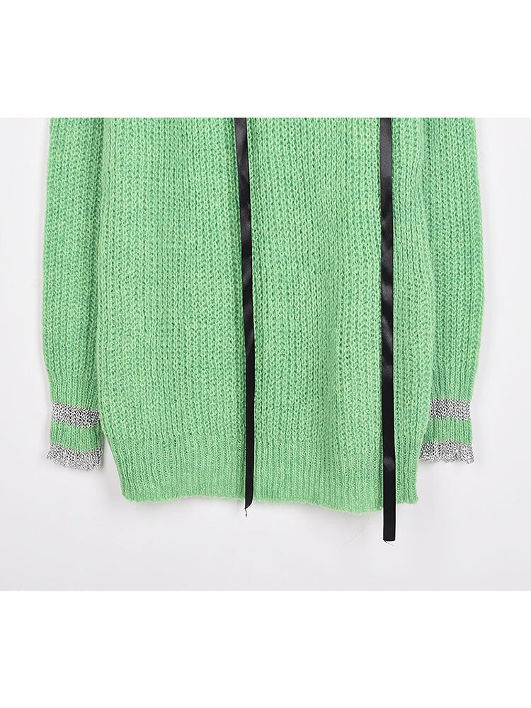 Autumn New Knitted Round Neck Plus Fat Commuter Solid Color Lantern Sleeve Sweater Female
