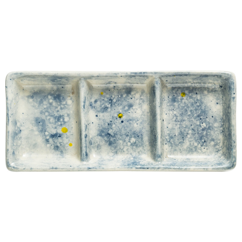 Japanese Three Grid Seasoning Dish With Dipping Material Ceramic Dish