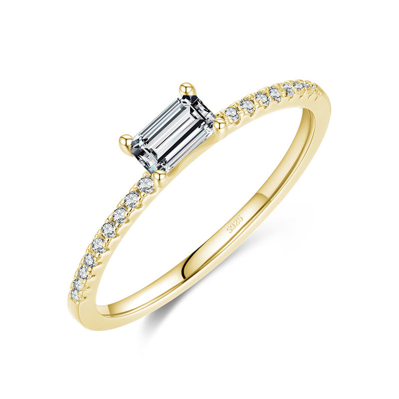 S925 Sterling Silver All-Match Simple Korean Trendy Micro-Inlaid Index Finger Ring Fashion Jewelry