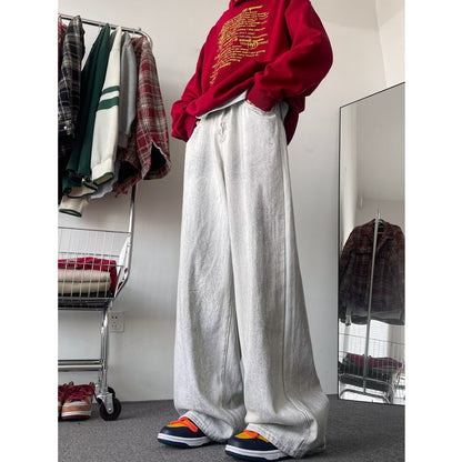 Retro Distressed Dirty Loose Mop Jeans