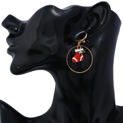 Christmas Reindeer Earrings All-match Large Circle Face Slimming Long Earrings