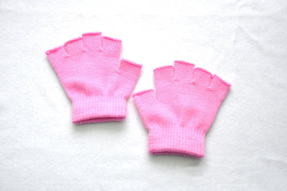 Children's Solid Color Needle Warm Half-finger Gloves