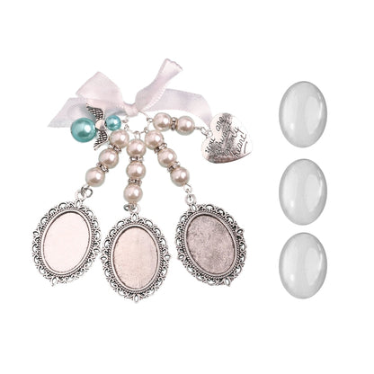 Bow Knot Pearl Love Photo Pendant Gem Holder Wings Photo Frame